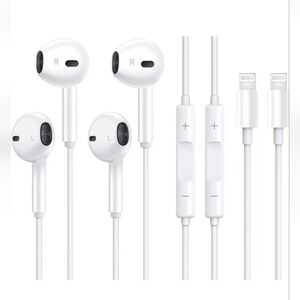 2 Pack Earbuds for iPhone Wired Earphones with Lightning Connector